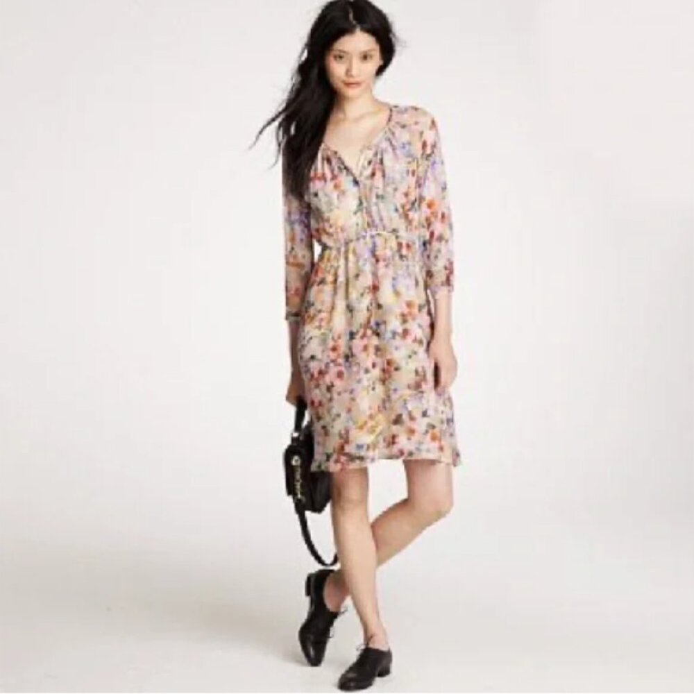 J. Crew Collection Maisie 100% silk watercolor floral‎ print dress 6